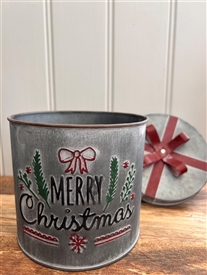 Metal Storage Tin Merry Christmas 15cm