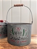 Metal Planter/Bucket Merry Christmas 21cm