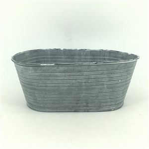 Ribbed Oval Trough Planter in Zinc 25cm