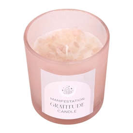 Gratitude Crystal Chip Candle in Glass Pot