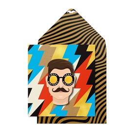 Man With Maustache Birthday Card 16cm