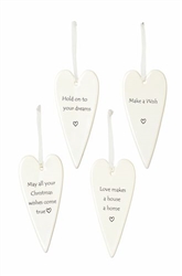 Glazed Message Heart 13cm - 4 Assorted