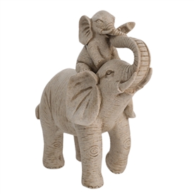 Sandstone Look Elephant And Calf 18cm