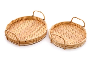 Set Of 2 Natural Wood Trays 35cm