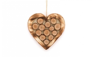 Wooden Hanging Heart With Log Slices 20cm