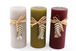 Stripe Pillar Candle 3 Assorted 7x 17.5cm