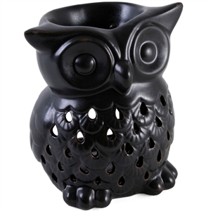 Ceramic Black Owl Oil Burner 12cm
