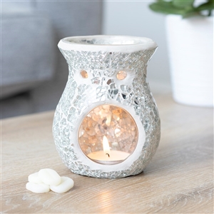 Round Silver Crackle Oil Burner 11cm