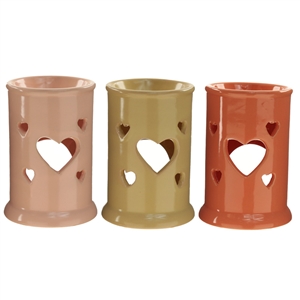 Tall Heart Cut Out Ceramic Oil Burner 3 Assorted 12cm