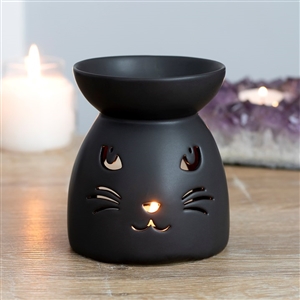 Round Black Cat Cut Out Oil Burner 10cm