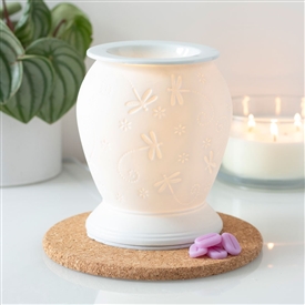 Large Porcelain Etched Aroma Lamp - Dragonfly