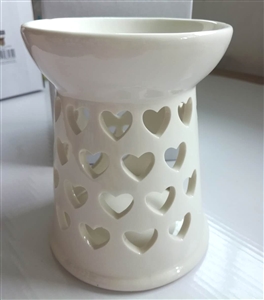 Large Ceramic Hearts Wax Melter - White