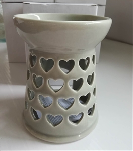 Large Ceramic Hearts Wax Melter - Grey