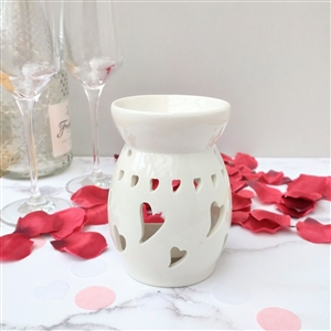 Large Ceramic Hearts Wax Melter - White