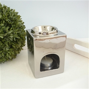 Minimalist Square Ceramic Wax Melter - Silver