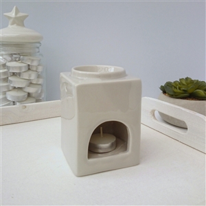 Minimalist Square Ceramic Wax Melter - Grey