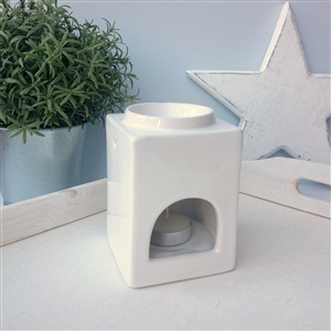 Stackable Square Ceramic Wax Melter - White