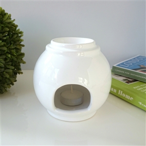 Minimalist Large Ball Ceramic Wax Melter - White