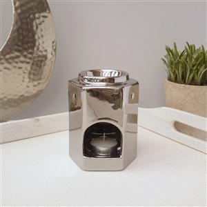 Stackable Hexagon Ceramic Wax Melter - Silver