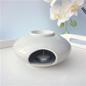 Stackable Large Flying Saucer Ceramic Wax Melter - Grey