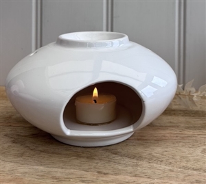 Stackable Large Flying Saucer Ceramic Wax Melter - White