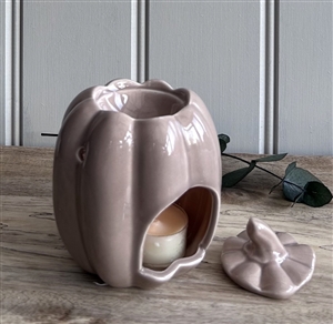 Pumpkin with Lid Wax Melter / Oil Burner 12cm - Mocha