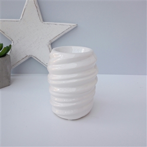 Swirl Ceramic Wax Melter / Oil Burner 11cm - White