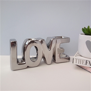 LOVE Double Dish Wax Melter / Oil Burner 25cm - Silver