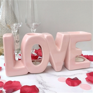 LOVE Double Dish Wax Melter / Oil Burner 25cm - Pink