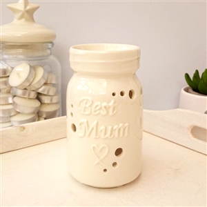 Best Mum Ceramic Wax Melter / Oil Burner 14cm - White