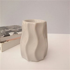 Wavy Ceramic Wax Melter / Oil Burner 11cm - Grey