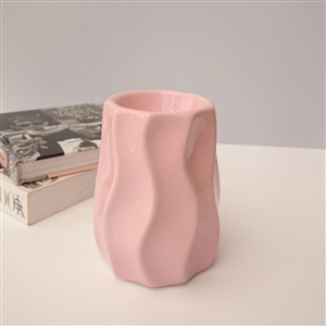 Wavy Ceramic Wax Melter / Oil Burner 11cm - Pink