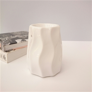 Wavy Ceramic Wax Melter / Oil Burner 11cm - White