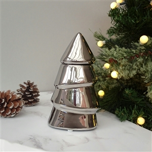 Ceramic Tree Wax Melter / Oil Burner 16cm - Silver