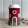 Ceramic Pottery House Christmas Wax Burner 13cm - Red
