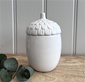 Ceramic Acorn Wax Burner with Lid 13cm - White