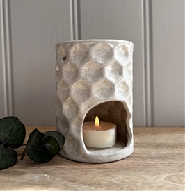 Natural Speckled Honeycomb Ceramic Oil Burner / Wax Melter 11cm