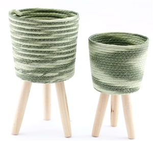 Set OF 2 Woven Planters With Legs