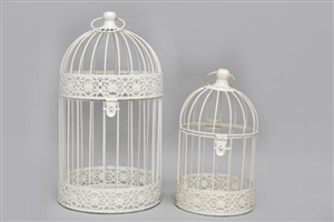 Set Of 2 White Bird Cages 18cm