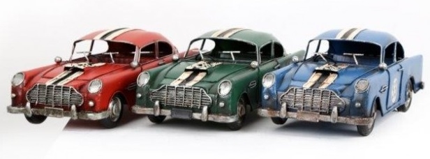 3asst Large Vintage Car Model 27cm