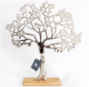 Aluminium Tree on Wooden Base 42cm