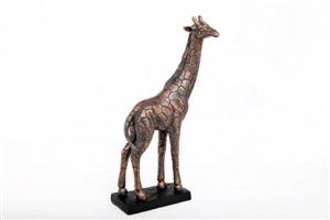 Tall Standing Bronze Giraffe Ornament 37cm