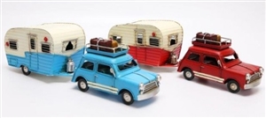 Retro Mini And Camper Tin Ornament 2 Assorted Colours 32cm