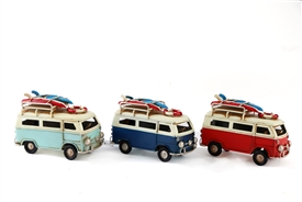 3asst Tin Campervan Ornament 11cm