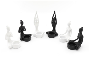 Ceramic Yoga Lady Tealight Holder 6 Assorted 12cm