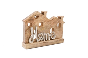 Wooden House With Silver Home 24cm