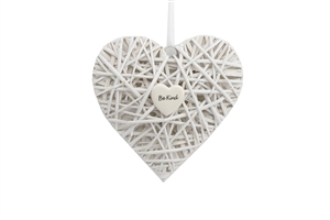 Rattan "Be Kind" Hanging Heart Decoration 20cm