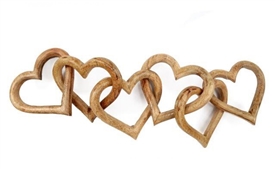 Large Wooden Linked Hearts Chain 50cm