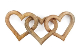 DUE JUNE Medium Wooden Linked Hearts Chain 30cm