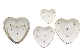 Set Of 3 Ceramic Heart Dishes